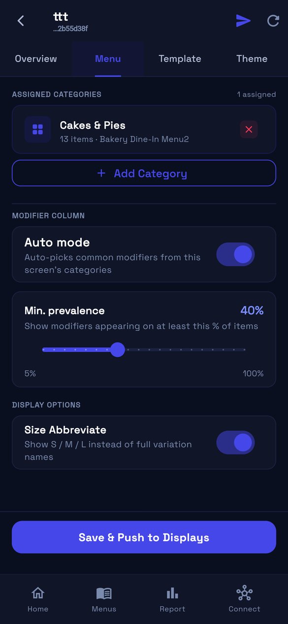 Menu tab